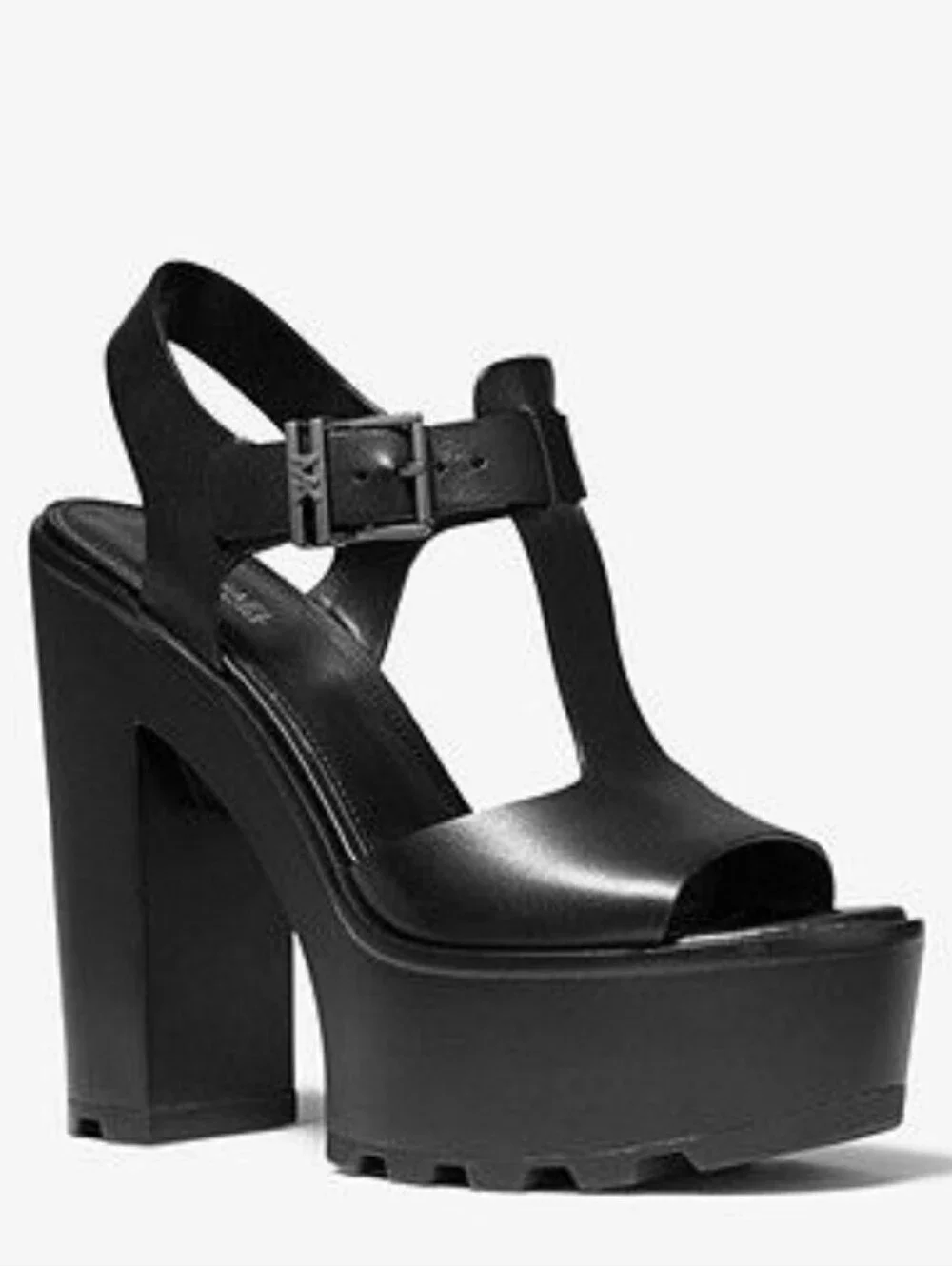 MICHAEL Michael Kors Sinead Leather Platform Sandals Black Sz 6.5